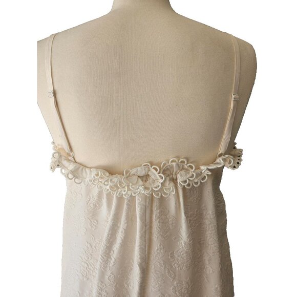Rebecca Taylor Floral Hammered Silk Cami in Vanilla Ruffle Trim Neckline Size 6 - Picture 4 of 8